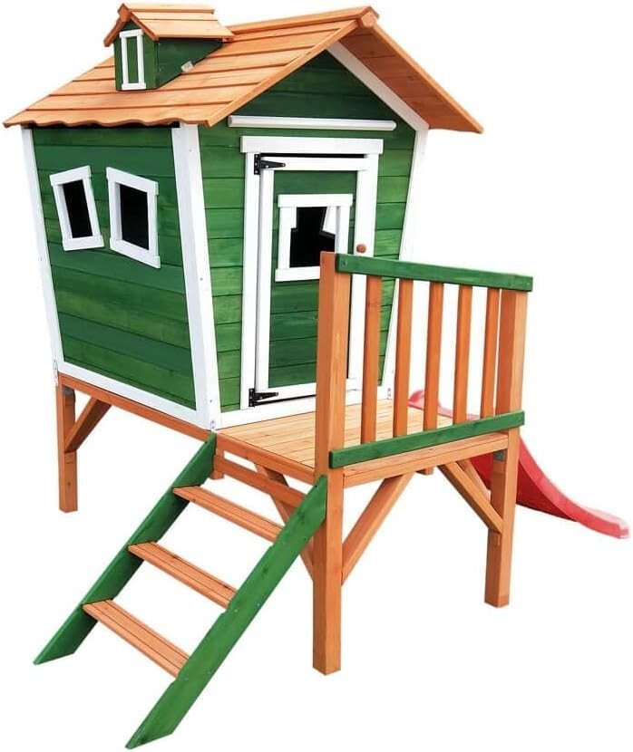 Wooden Kids Playhouse on Stilts Outdoor w Slide Garden Play Tower - Kwikley