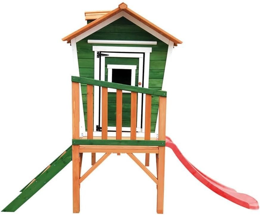 Wooden Kids Playhouse on Stilts Outdoor w Slide Garden Play Tower - Kwikley