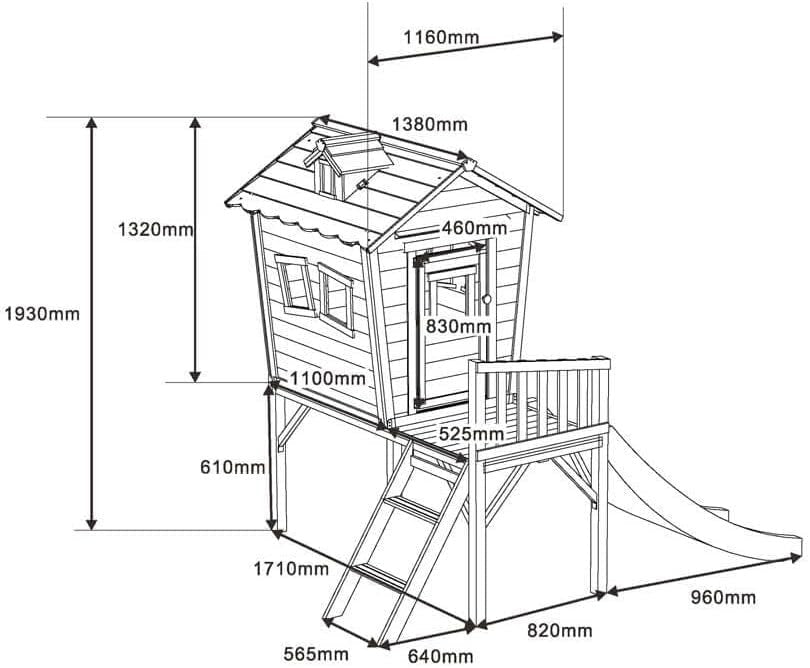 Wooden Kids Playhouse on Stilts Outdoor w Slide Garden Play Tower - Kwikley