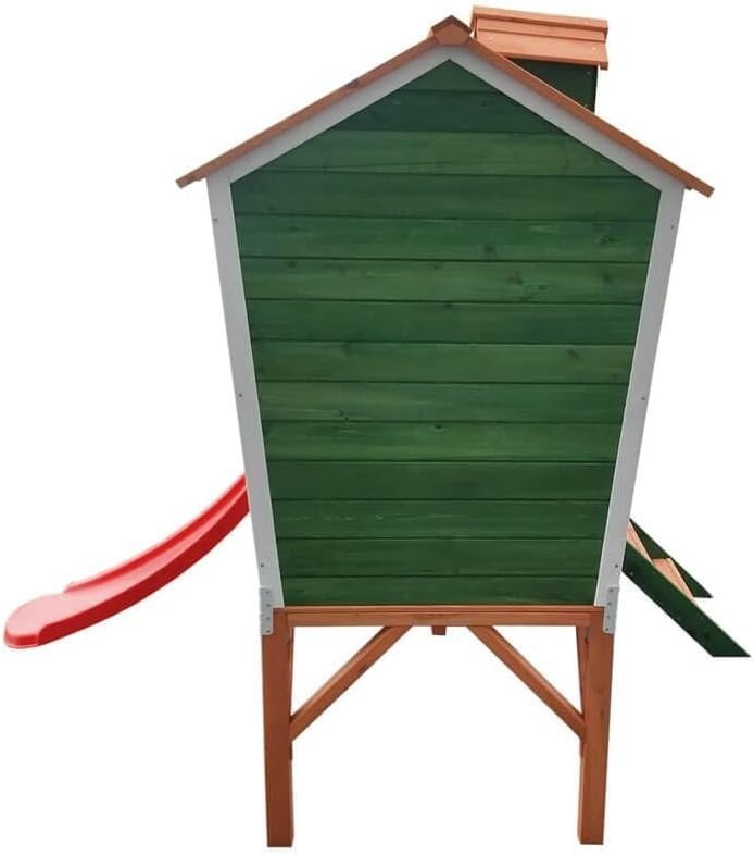 Wooden Kids Playhouse on Stilts Outdoor w Slide Garden Play Tower - Kwikley