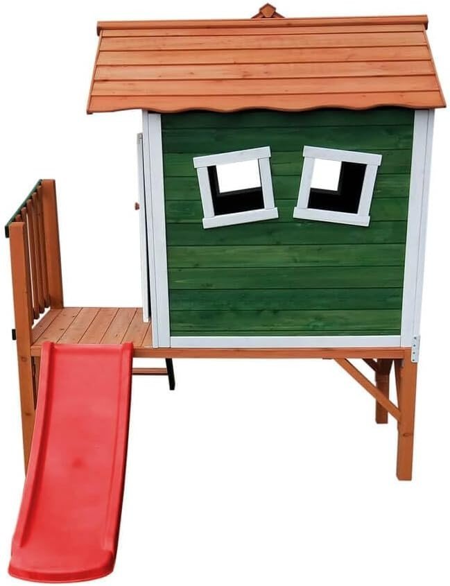Wooden Kids Playhouse on Stilts Outdoor w Slide Garden Play Tower - Kwikley