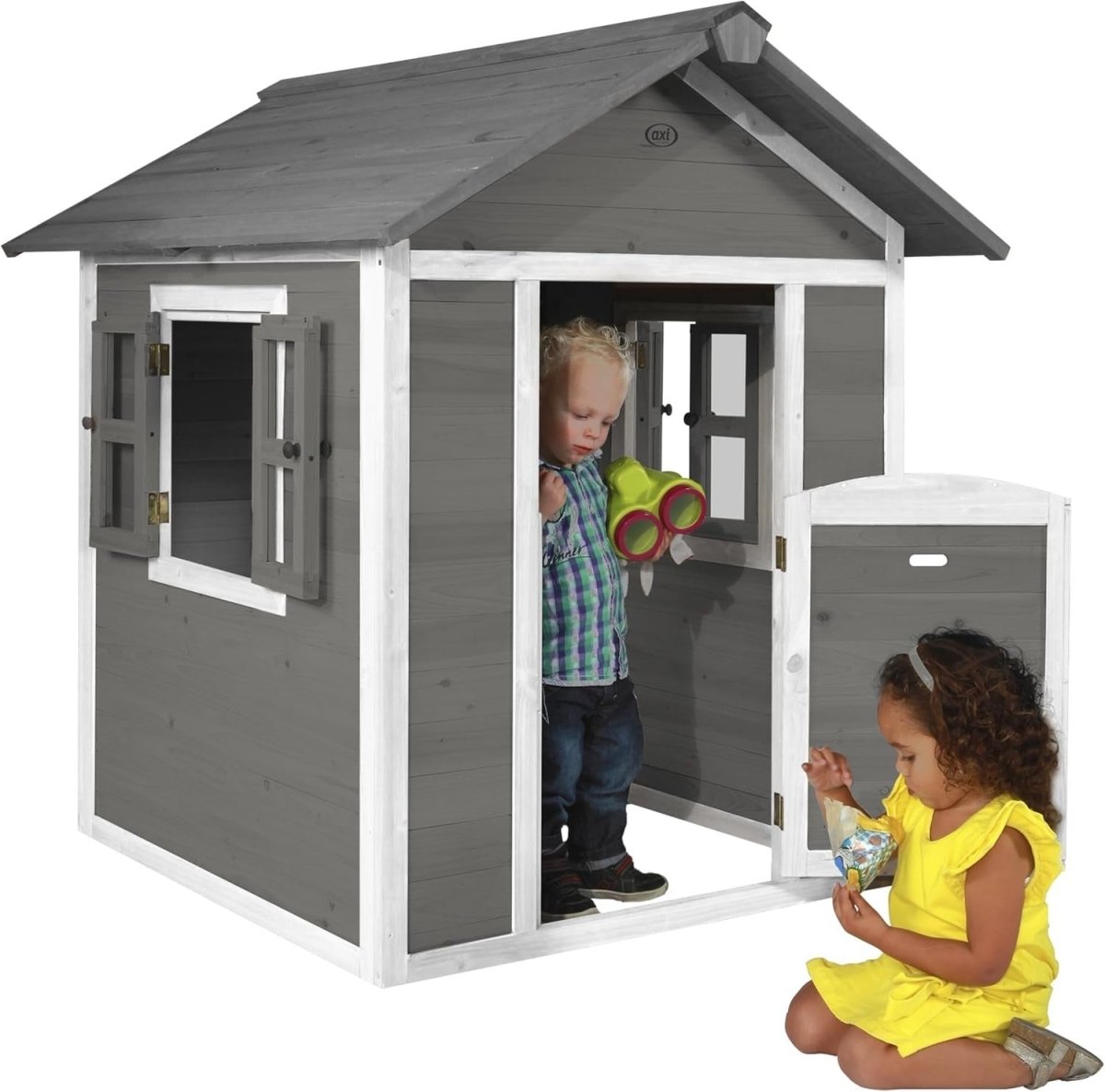 Wooden Kids Playhouse Outdoor Garden Lodge w Mailbox Windows - Kwikley