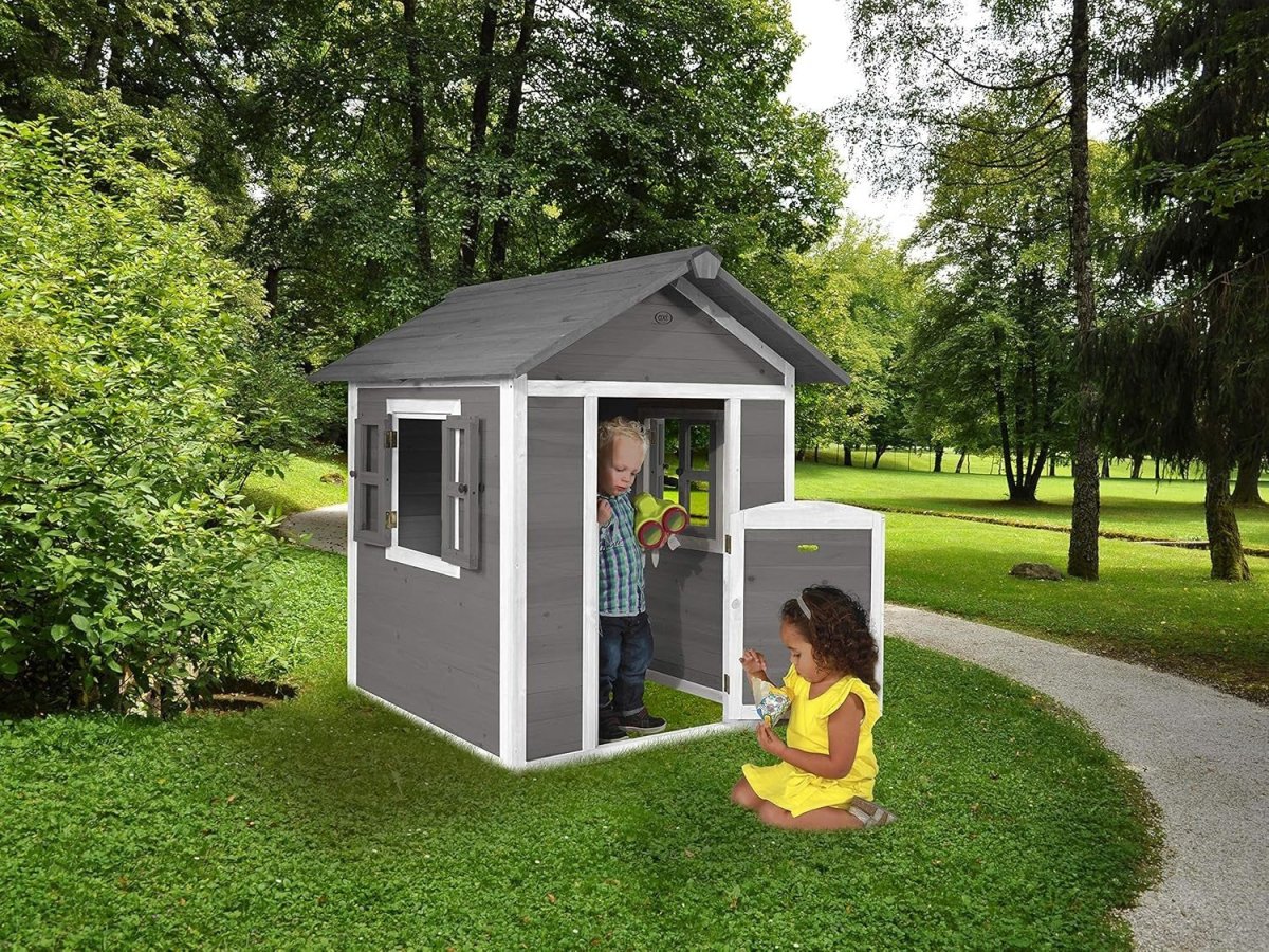 Wooden Kids Playhouse Outdoor Garden Lodge w Mailbox Windows - Kwikley