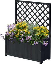 Wooden Planter with Trellis 90cm Charcoal Outdoor Climbing Box - Kwikley