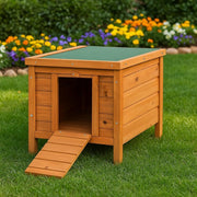 Wooden Rabbit House Outdoor Hide Hutch with Ramp Weatherproof Small Pets - Kwikley