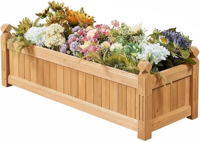 Wooden Raised Garden Bed 110cm Elevated Planter Box with Drainage - Kwikley