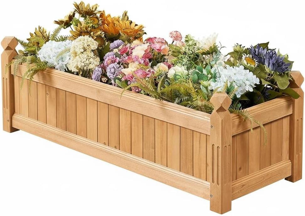 Wooden Raised Garden Bed 110cm Planter Box Outdoor Herb Veg - Kwikley