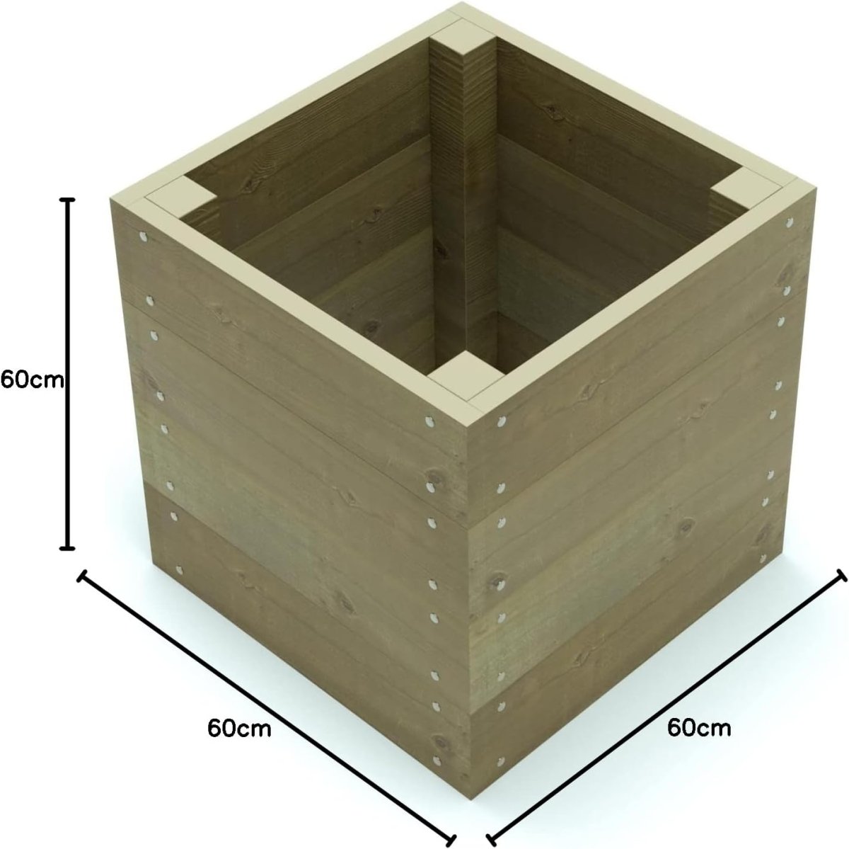 Wooden Raised Garden Bed 60cm Planter Kit Deep Herb Veg Box - Kwikley