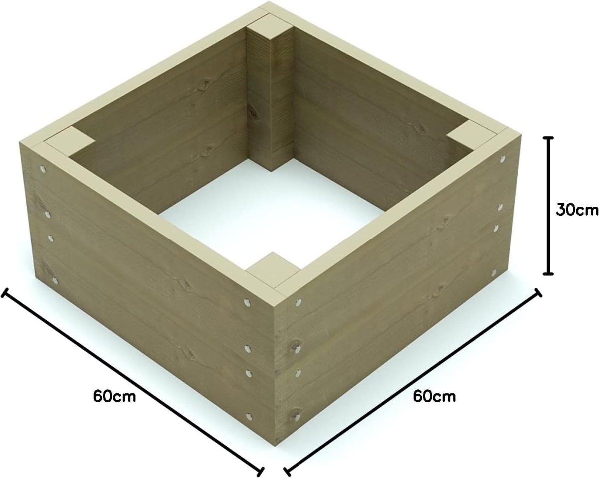 Wooden Raised Garden Bed 60cm Planter Kit Herb Veg Box 30cm - Kwikley