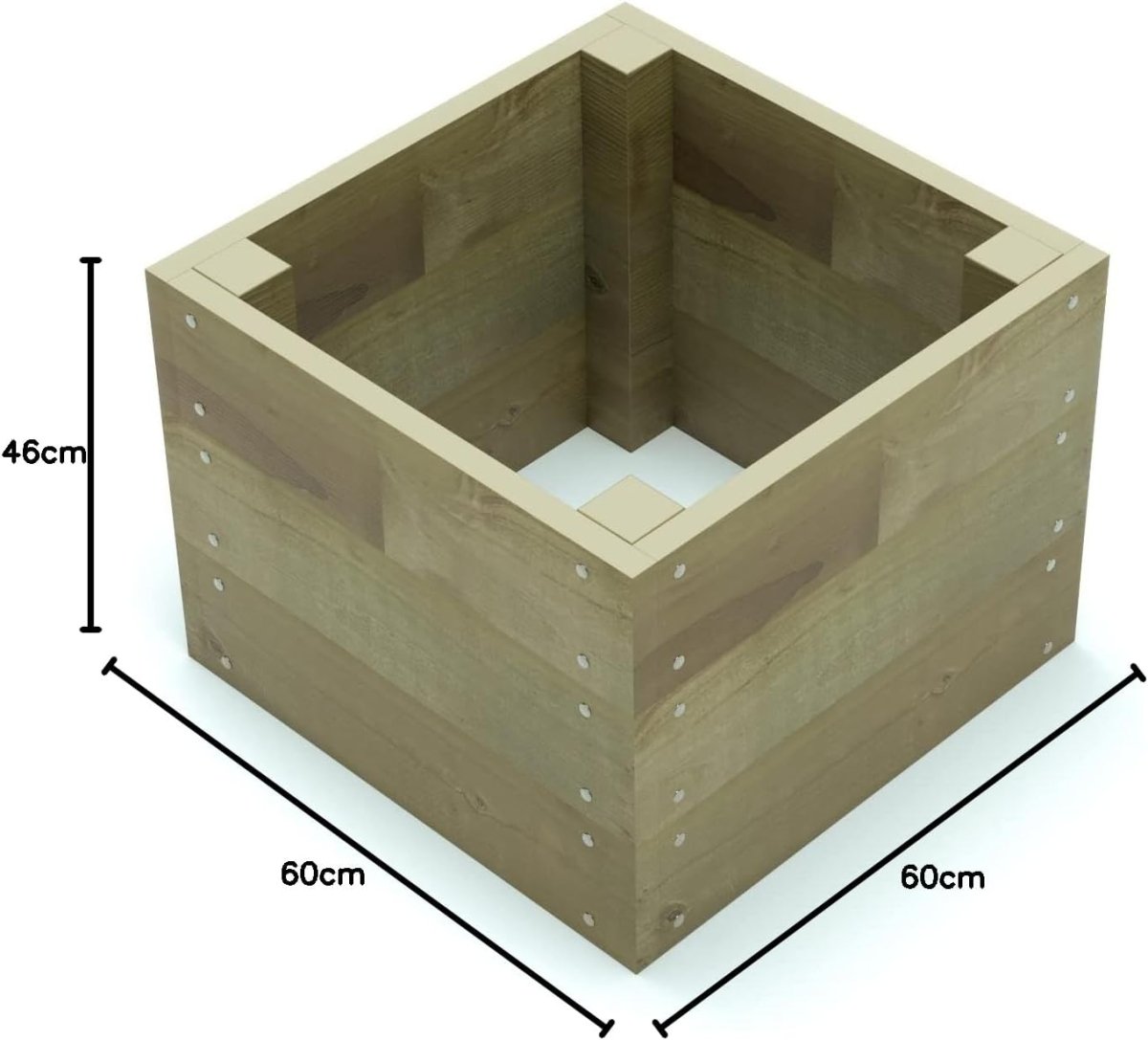 Wooden Raised Garden Bed 60cm Planter Kit Herb Veg Box 46cm High - Kwikley