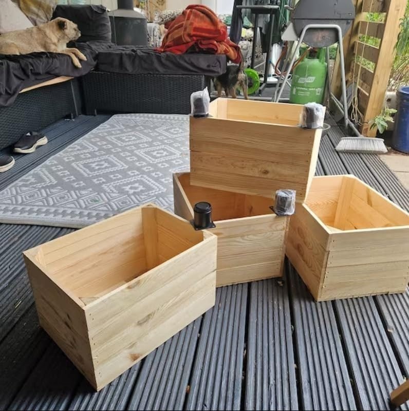 Wooden Storage Crate 29x24x39cm Rustic Handcrafted Box for Home & Decor - Kwikley