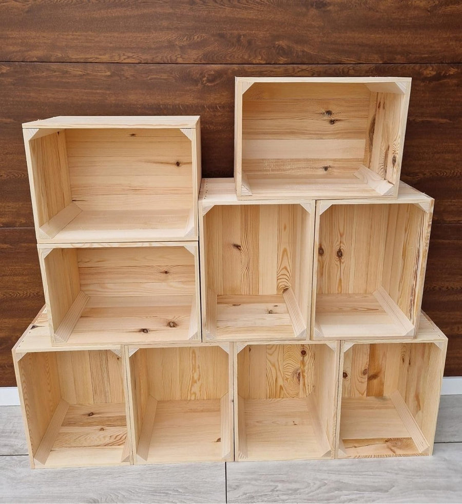Wooden Storage Crate 29x24x39cm Rustic Handcrafted Box for Home & Decor - Kwikley