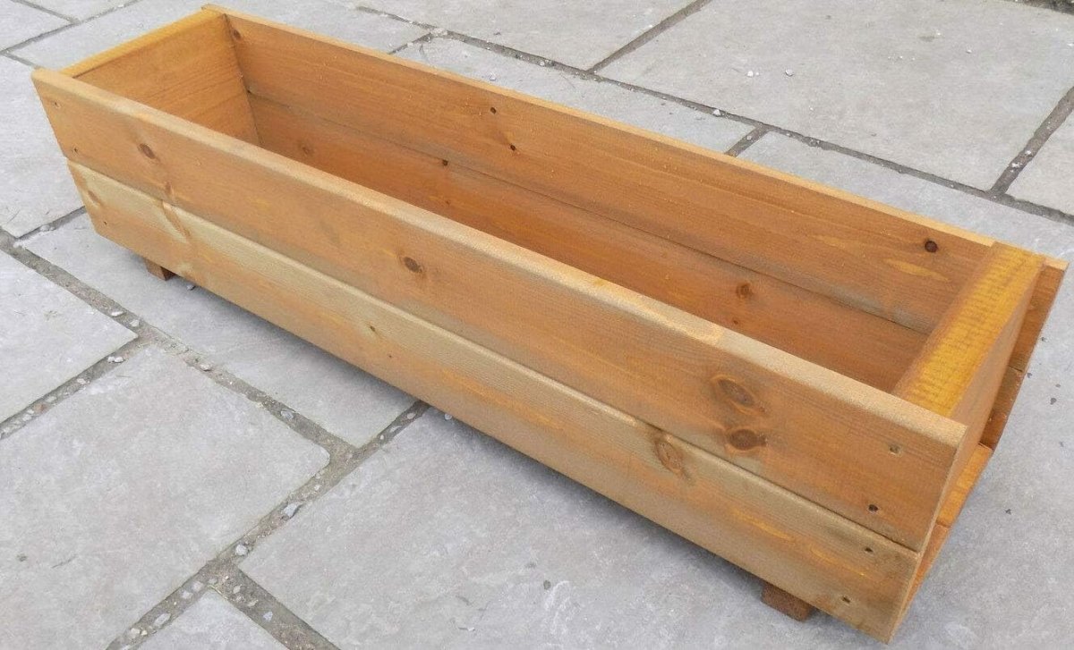 Wooden Trough Planters 90cm Garden Box Outdoor Herb Pot Set 2 - Kwikley