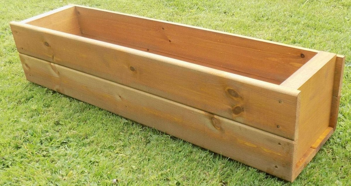 Wooden Trough Planters 90cm Garden Box Outdoor Herb Pot Set 2 - Kwikley