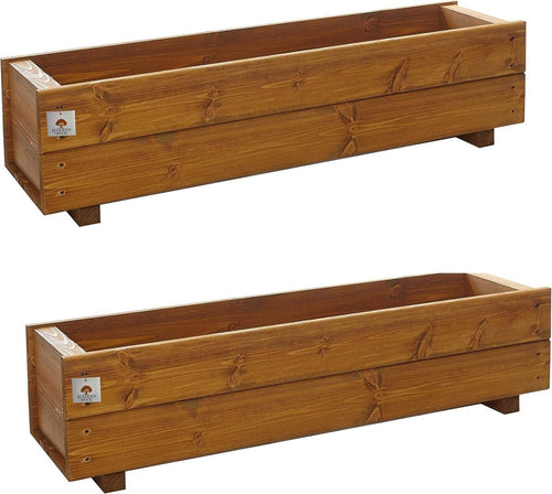 Wooden Trough Planters 90cm Garden Box Outdoor Herb Pot Set 2 - Kwikley