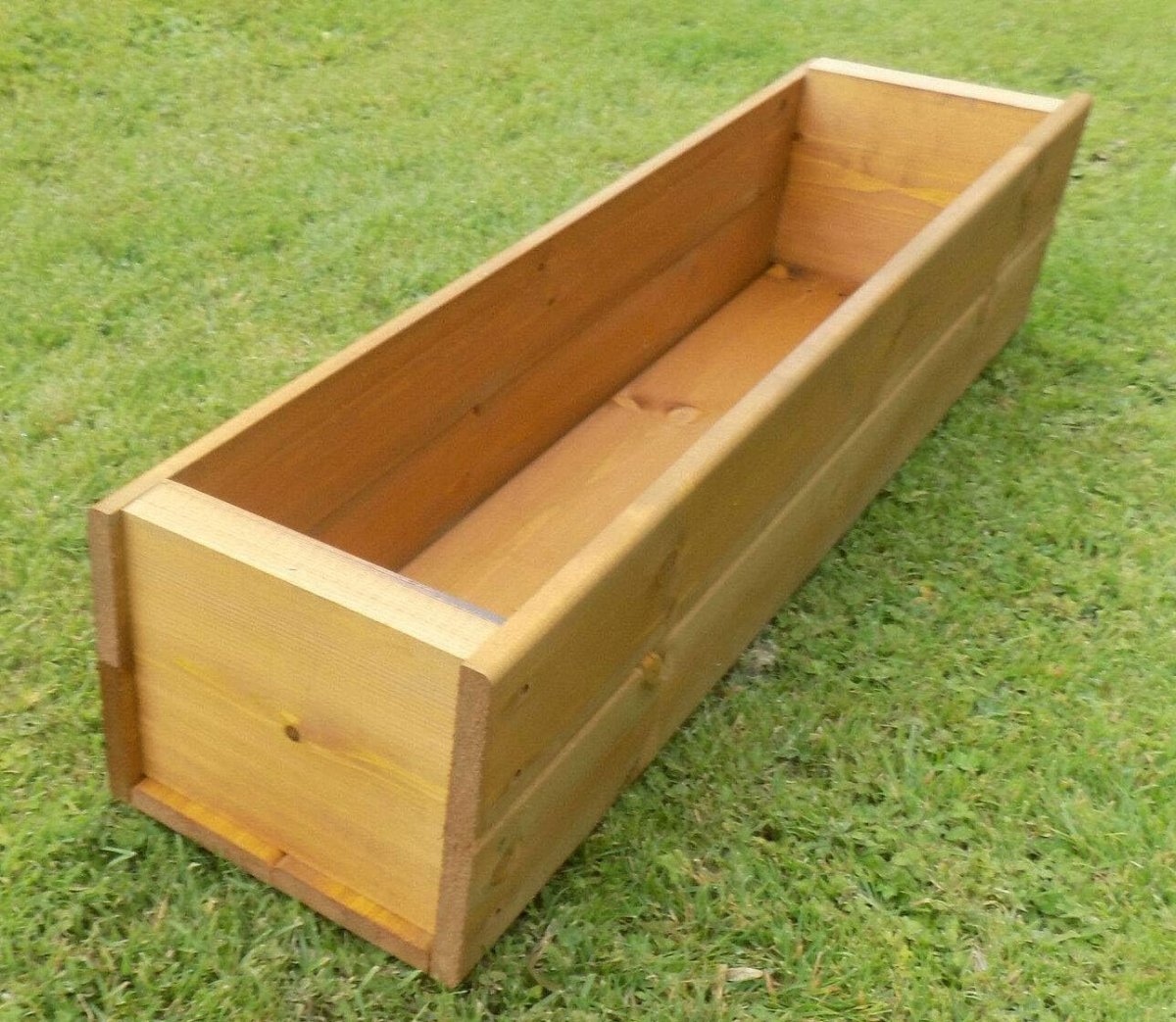 Wooden Trough Planters 90cm Garden Box Outdoor Herb Pot Set 2 - Kwikley