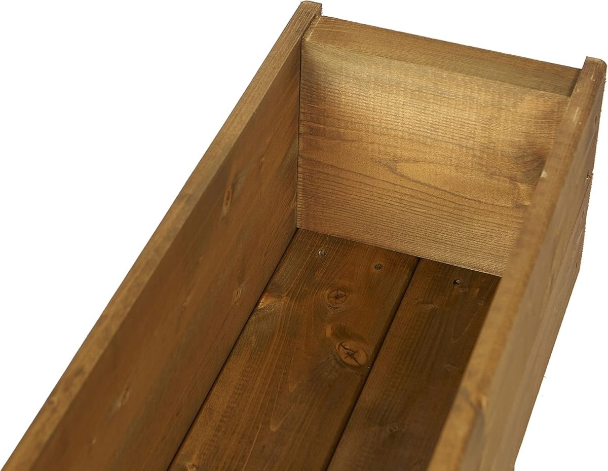 Wooden Trough Planters 90cm Garden Box Outdoor Herb Pot Set 2 - Kwikley
