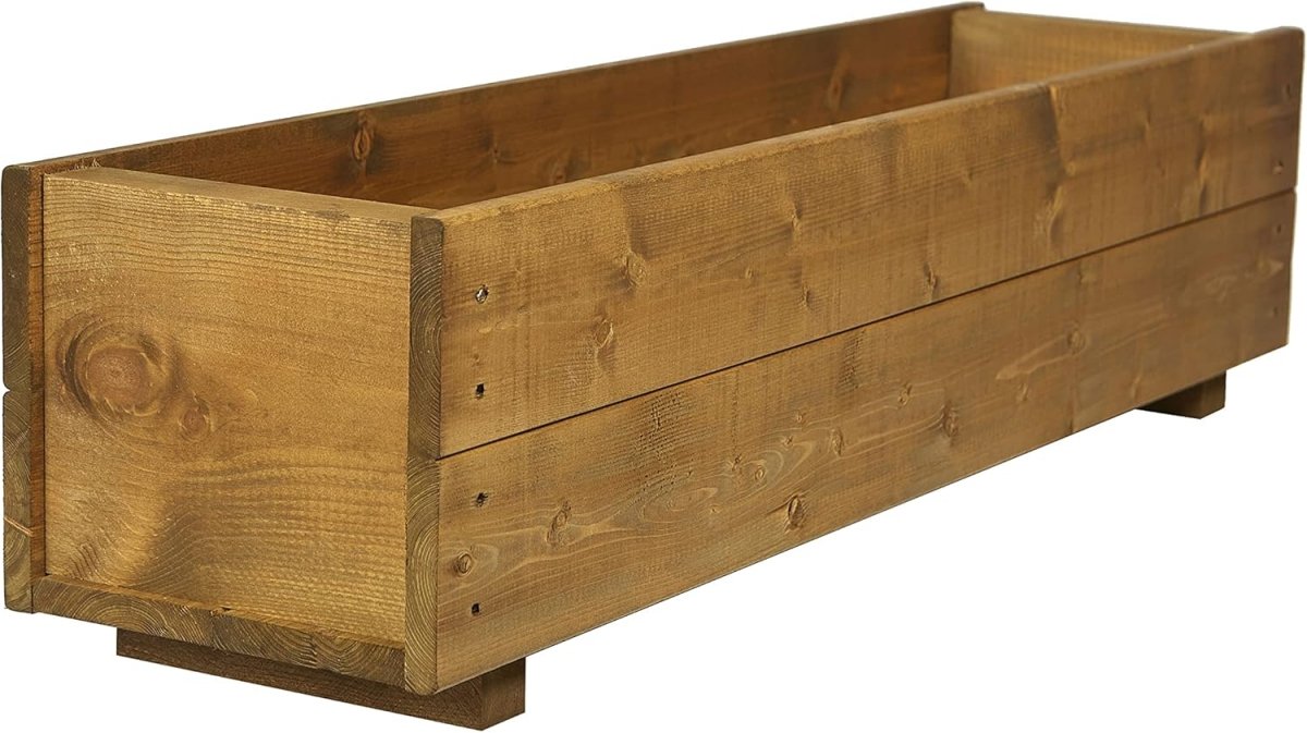Wooden Trough Planters 90cm Garden Box Outdoor Herb Pot Set 2 - Kwikley