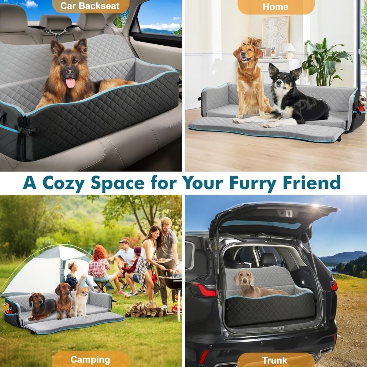 XL Dog Car Seat Bed 120lb Booster Travel Cushion Washable Backseat - Kwikley