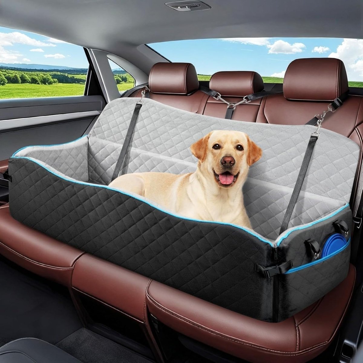 XL Dog Car Seat Bed 120lb Booster Travel Cushion Washable Backseat - Kwikley