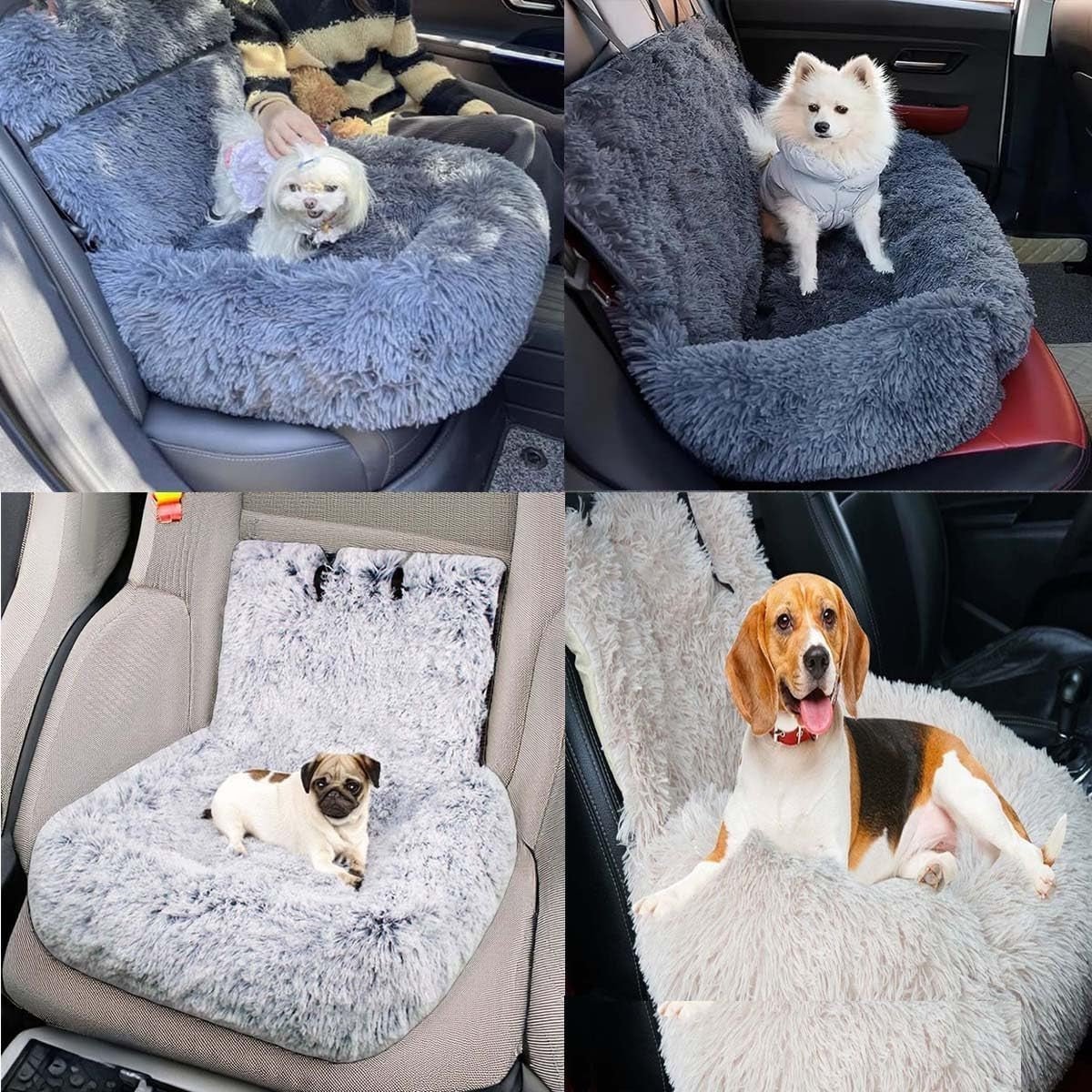 XL Dog Car Seat Plush Booster Bed Travel Seat Non Slip Washable 20kg - Kwikley