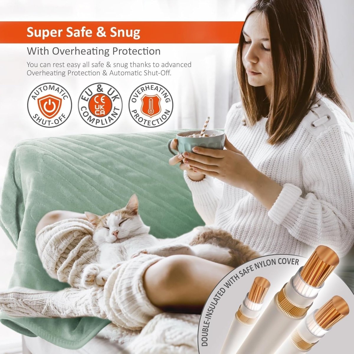 XL Electric Heated Throw Blanket 200x130cm Soft Fleece 9 Heat Auto Timer - Kwikley