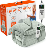 XL Electric Heated Throw Blanket 200x130cm Soft Fleece 9 Heat Auto Timer - Kwikley
