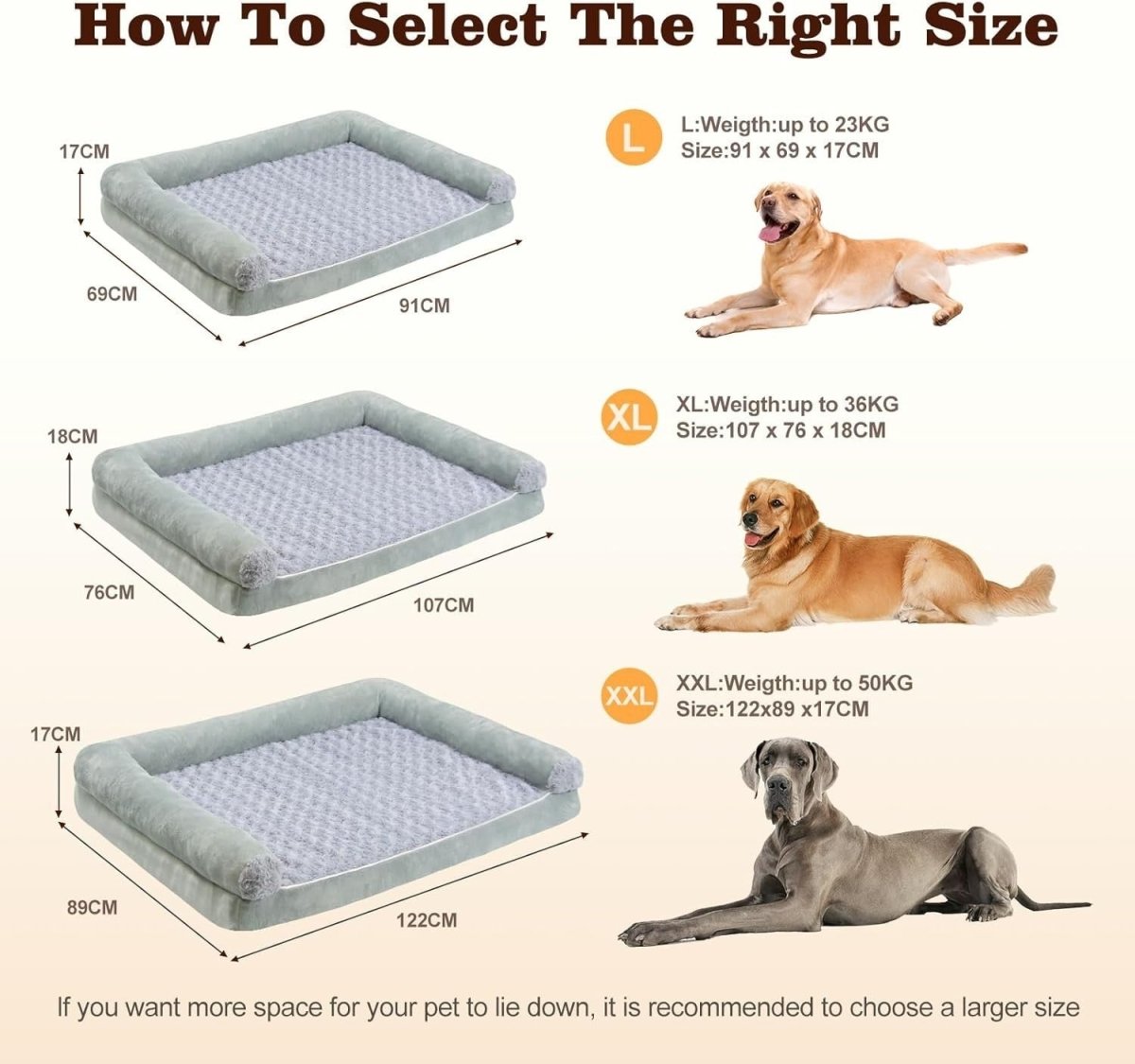 XL Orthopedic Dog Bed Sofa Egg Crate Memory Foam 107x76cm - Kwikley