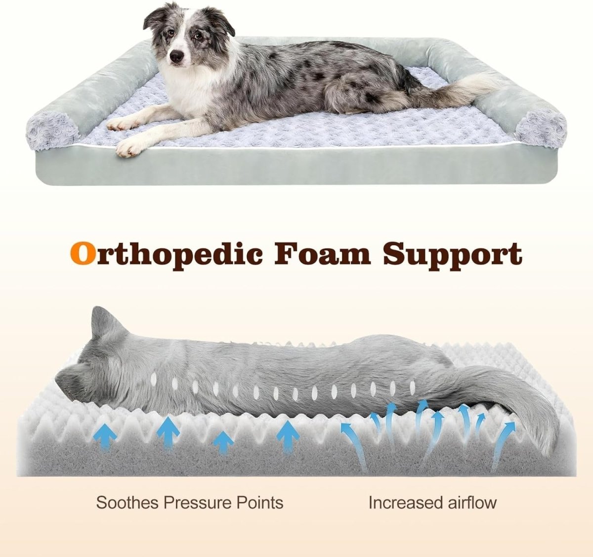 XL Orthopedic Dog Bed Sofa Egg Crate Memory Foam 107x76cm - Kwikley