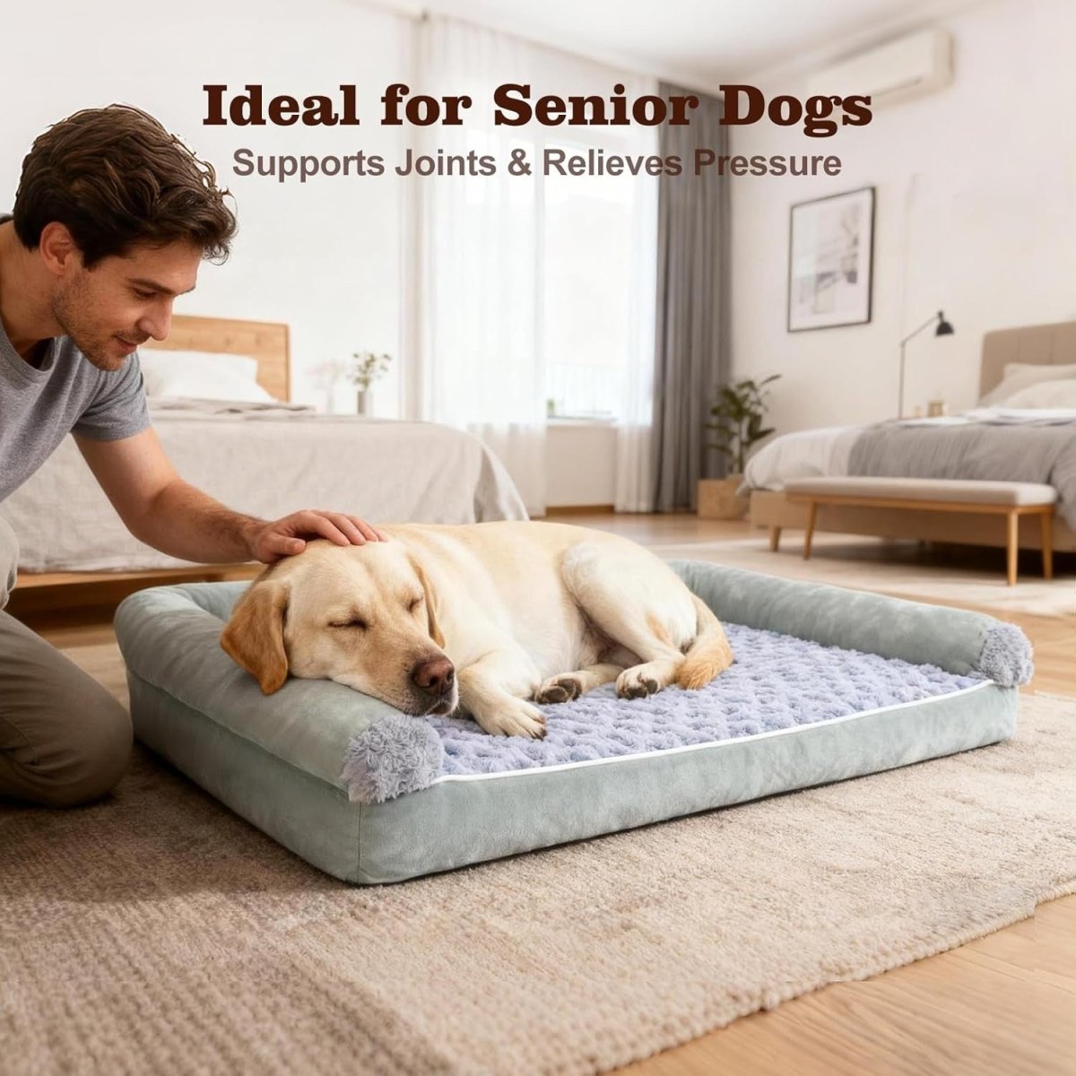 XL Orthopedic Dog Bed Sofa Egg Crate Memory Foam 107x76cm - Kwikley