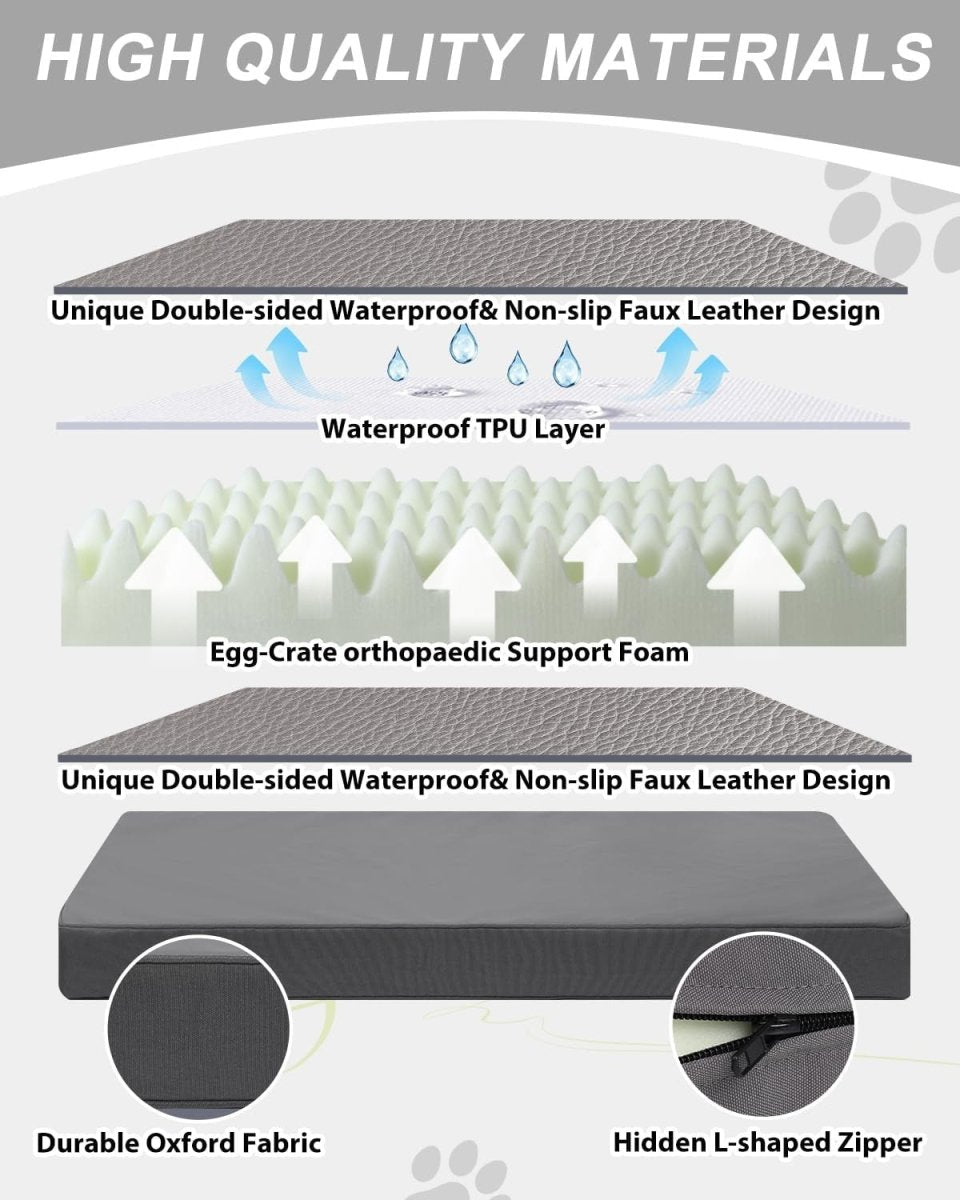 XL Orthopedic Dog Bed Waterproof Crate Mat 119x73cm - Kwikley