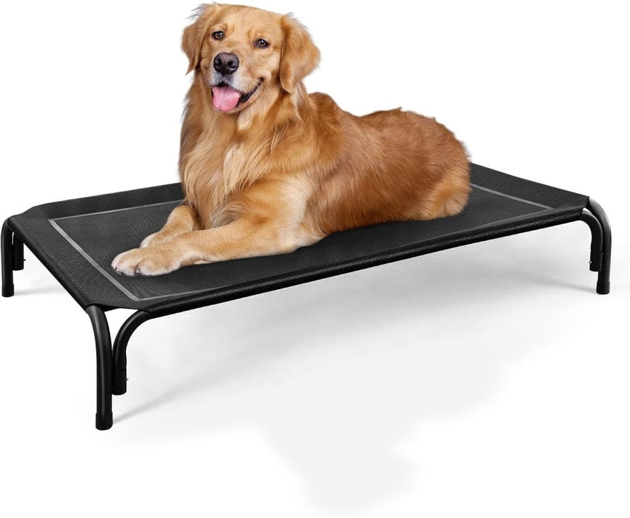 XL Raised Dog Bed 124x91cm Elevated Cooling Pet Cot Black - Kwikley