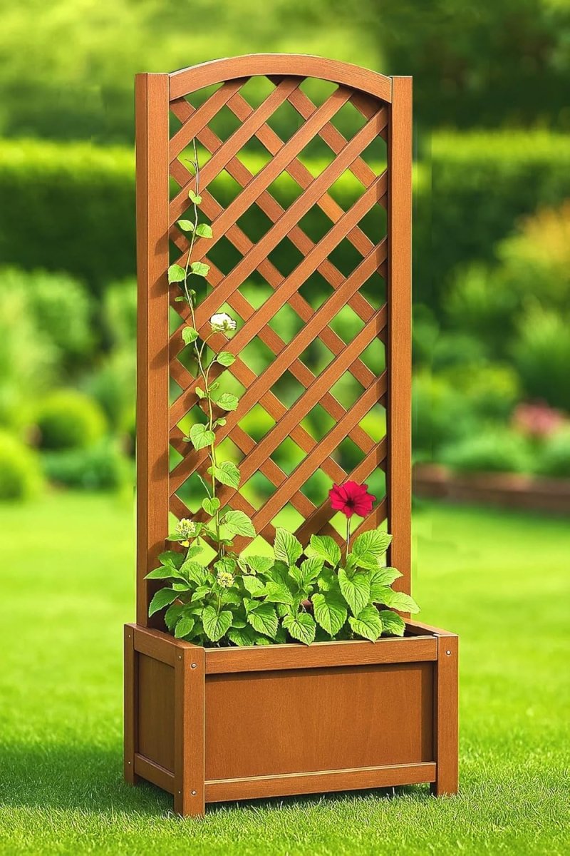 XL Wooden Planter with Trellis 160cm Garden Climbing Plant Stand - Kwikley