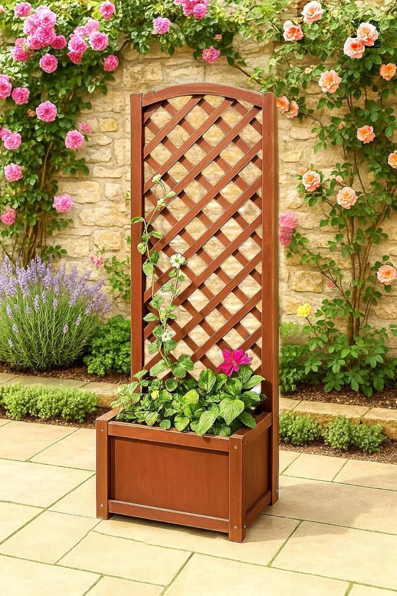 XL Wooden Planter with Trellis 160cm Garden Climbing Plant Stand - Kwikley