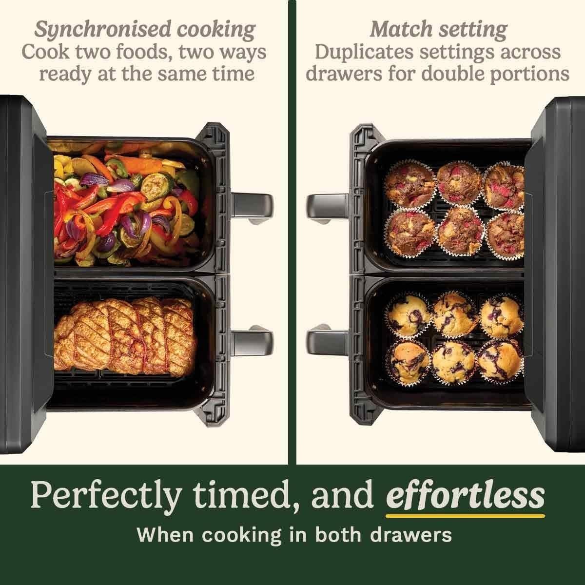 XXL Dual Zone Air Fryer 10.4L PFAS Free 7 - in - 1 No Oil - Kwikley