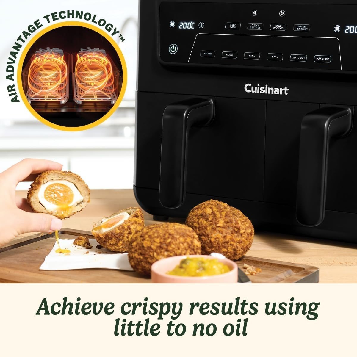 XXL Dual Zone Air Fryer 10.4L PFAS Free No Oil 7 - in - 1 Family Size - Kwikley