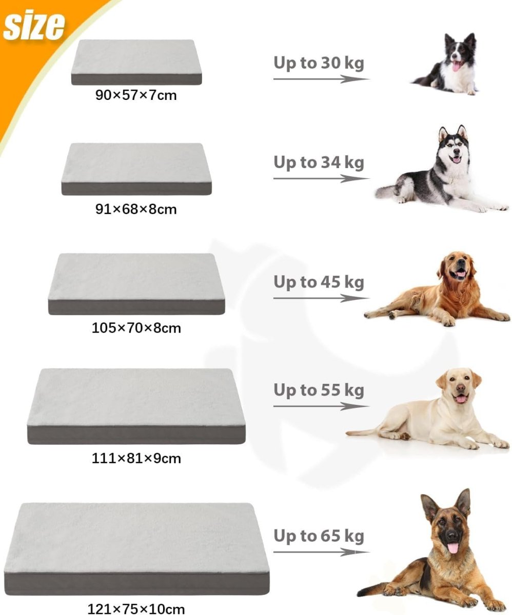 XXL Orthopedic Dog Bed 121x76cm Waterproof Washable Grey - Kwikley