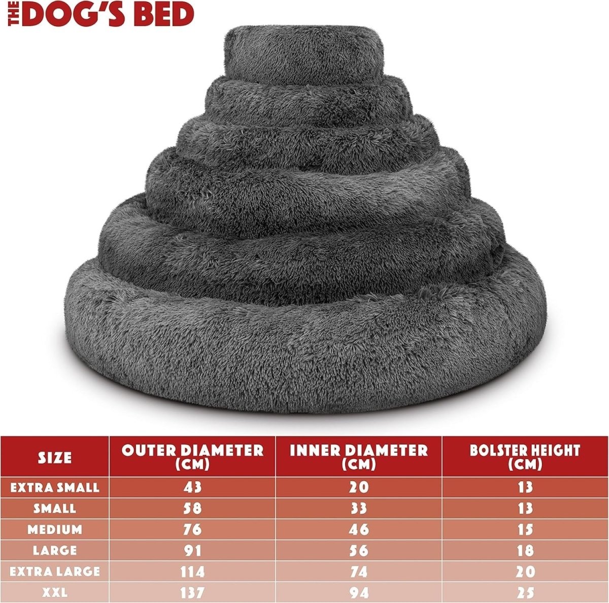 XXL Plush Donut Dog Bed 137cm Calming Round Nest Grey - Kwikley