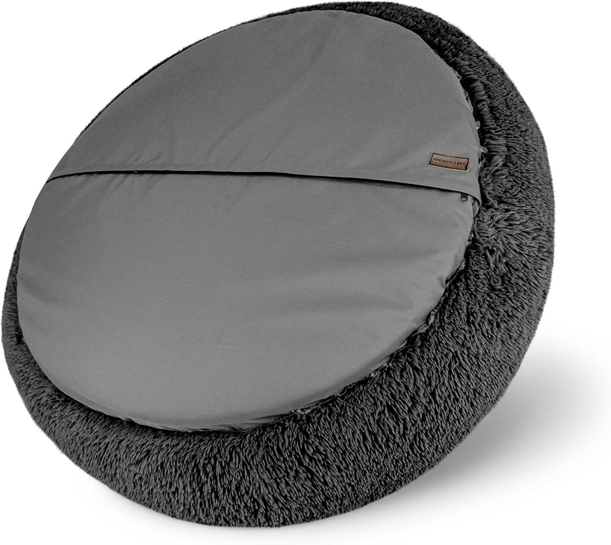 XXL Plush Donut Dog Bed 137cm Calming Round Nest Grey - Kwikley