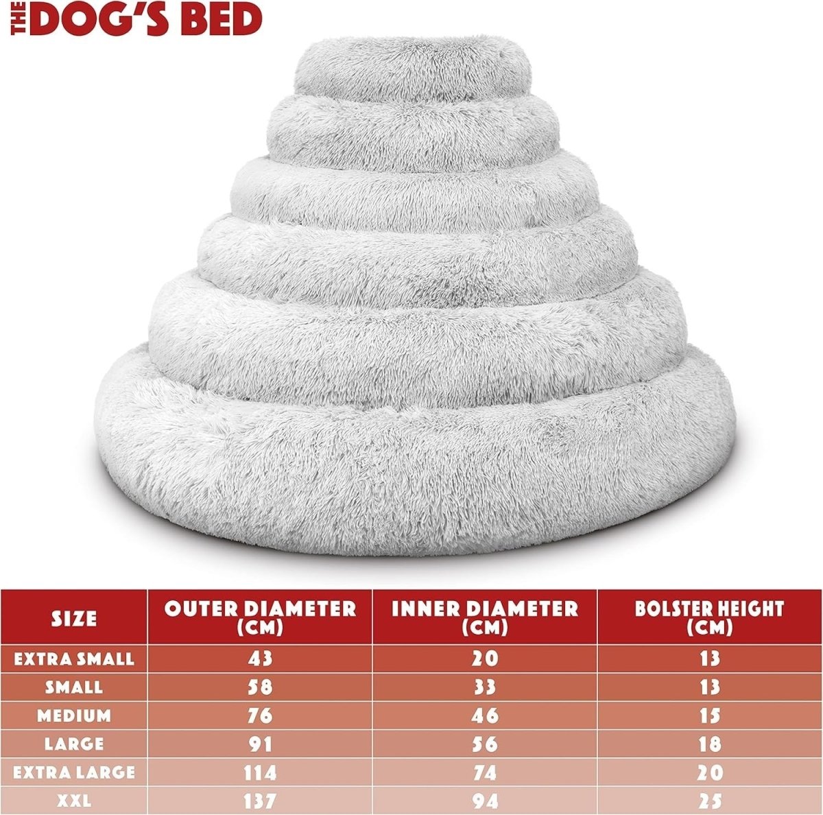 XXL Plush Donut Dog Bed 137cm Calming Round Nest Ice White - Kwikley