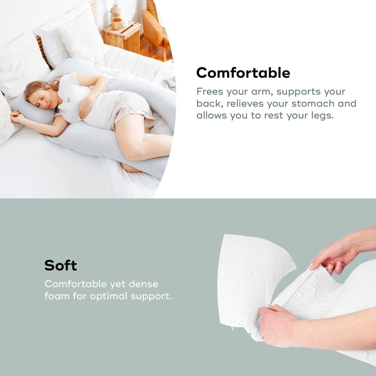 XXL Pregnancy Pillow Full Body Maternity Support Organic Cotton Sleeping Cushion - Kwikley