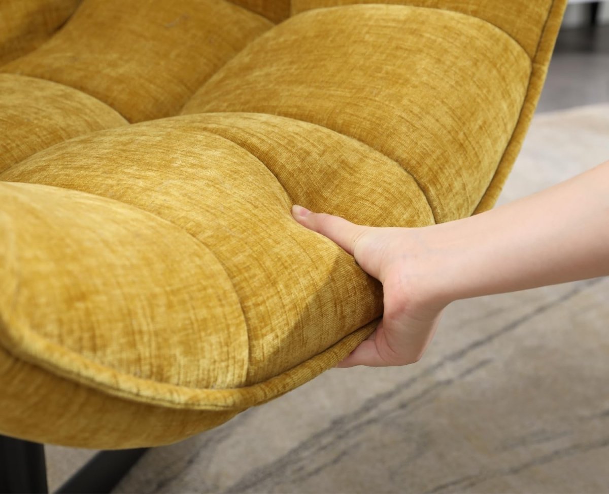 Yellow Chenille Swivel Accent Chair 360° Fabric Tub Armchair - Kwikley