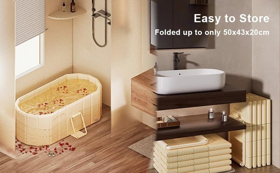Yellow Foldable Portable Adult Bathtub 150cm Large Soaking SPA Tub Without Lid - Kwikley