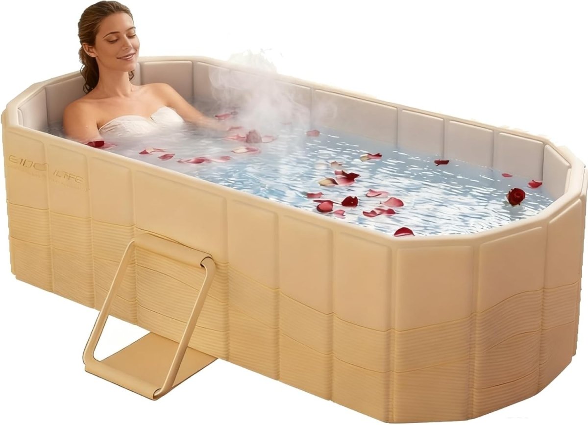 Yellow Foldable Portable Adult Bathtub 150cm Large Soaking SPA Tub Without Lid - Kwikley