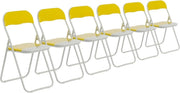Yellow Folding Chairs Padded Metal Frame Set of 6 Space Saving - Kwikley