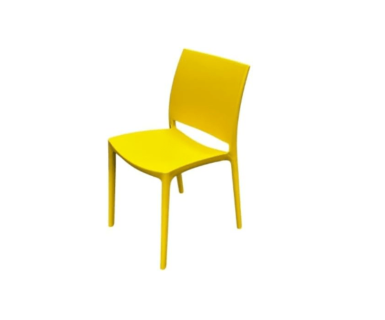 Yellow Plastic Stacking Chair Indoor Outdoor Garden Cafe Seat - Kwikley