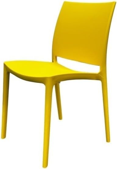 Yellow Plastic Stacking Chair Indoor Outdoor Garden Cafe Seat - Kwikley