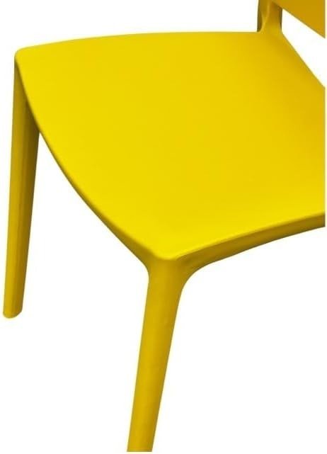 Yellow Plastic Stacking Chair Indoor Outdoor Garden Cafe Seat - Kwikley