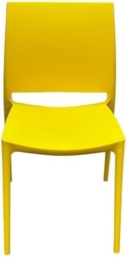 Yellow Plastic Stacking Chair Indoor Outdoor Garden Cafe Seat - Kwikley