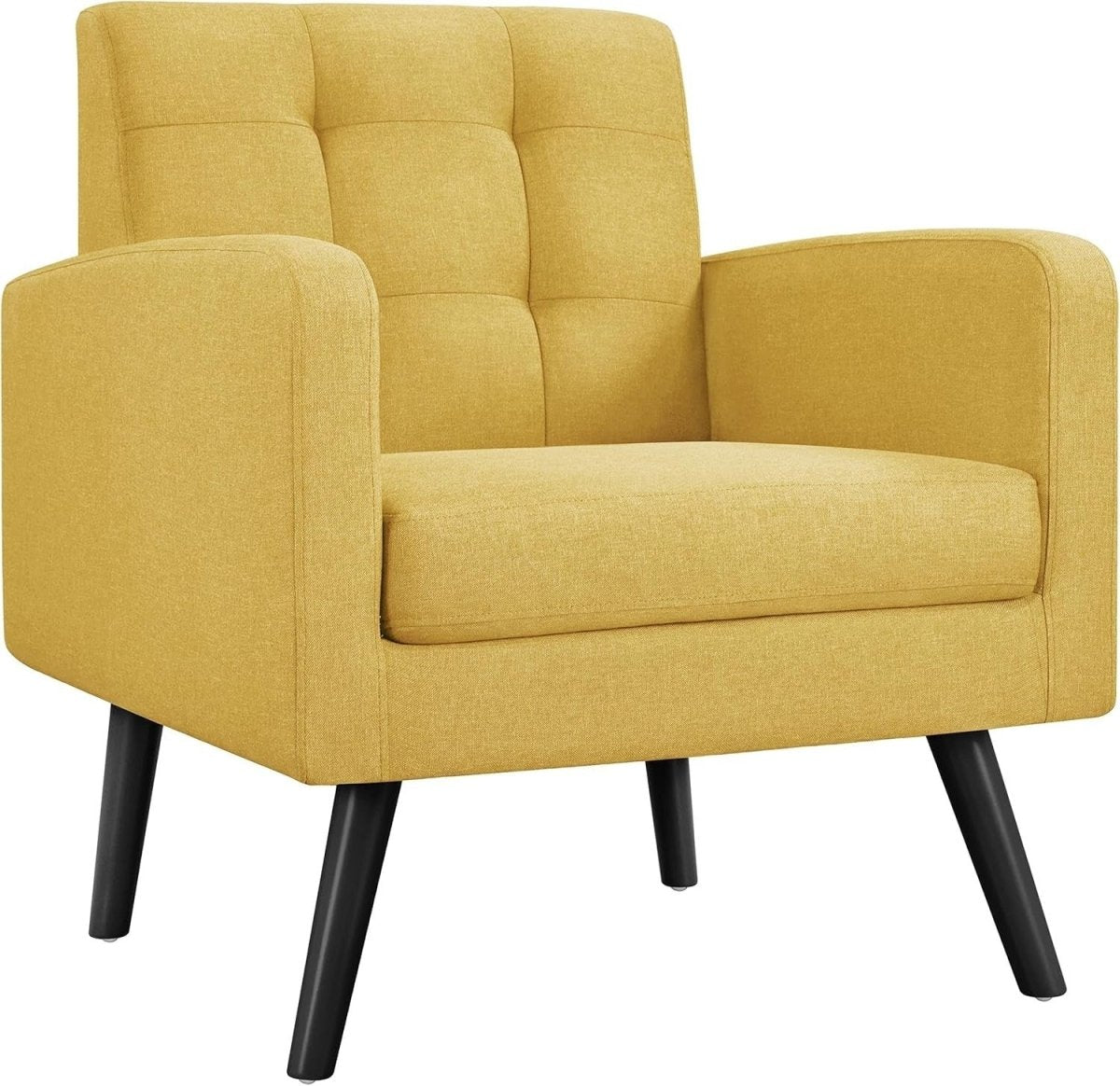 Yellow Tufted Accent Chair Mid Century Armchair for Lounge or Bedroom - Kwikley